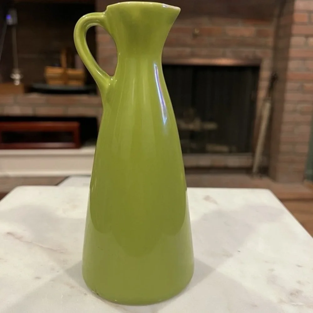 Crate & Barrel Ceramic Vinegar Bottle‎ - Green No Spouts.
